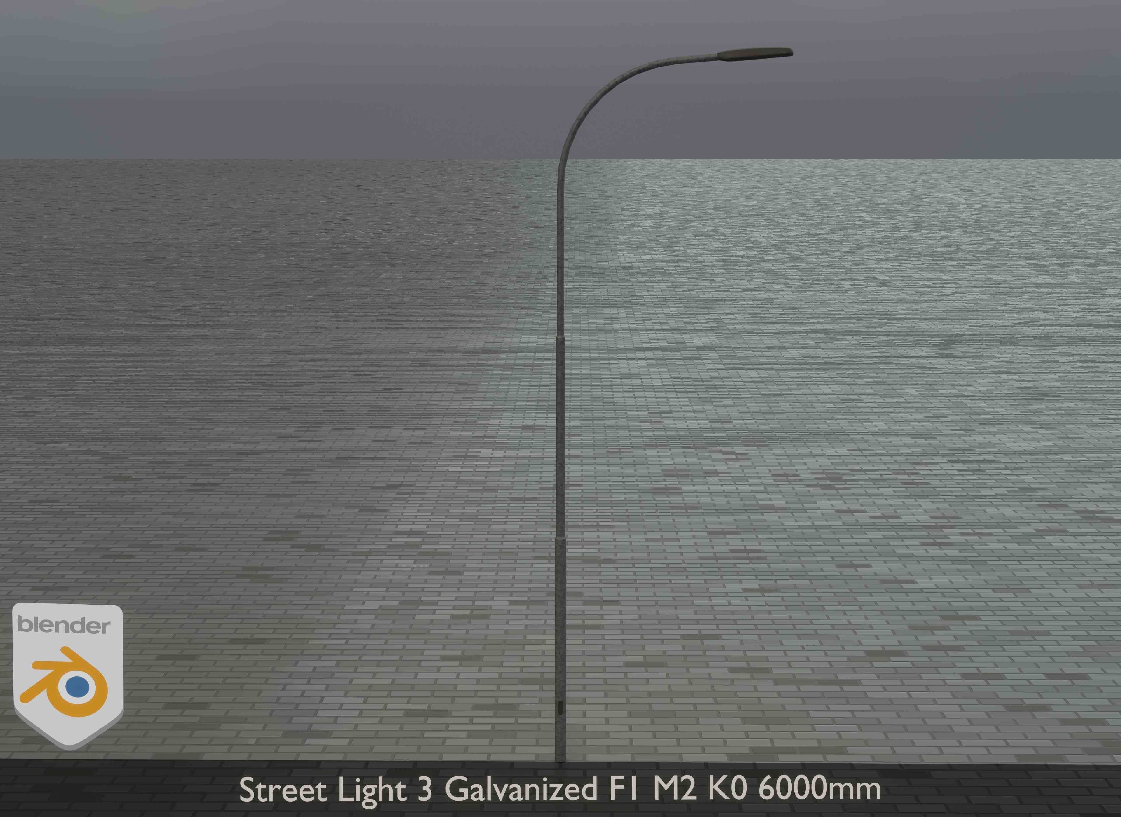 Street Light 3 Galvanized F1 M2 K0 6000mm Low-poly 3D model_2