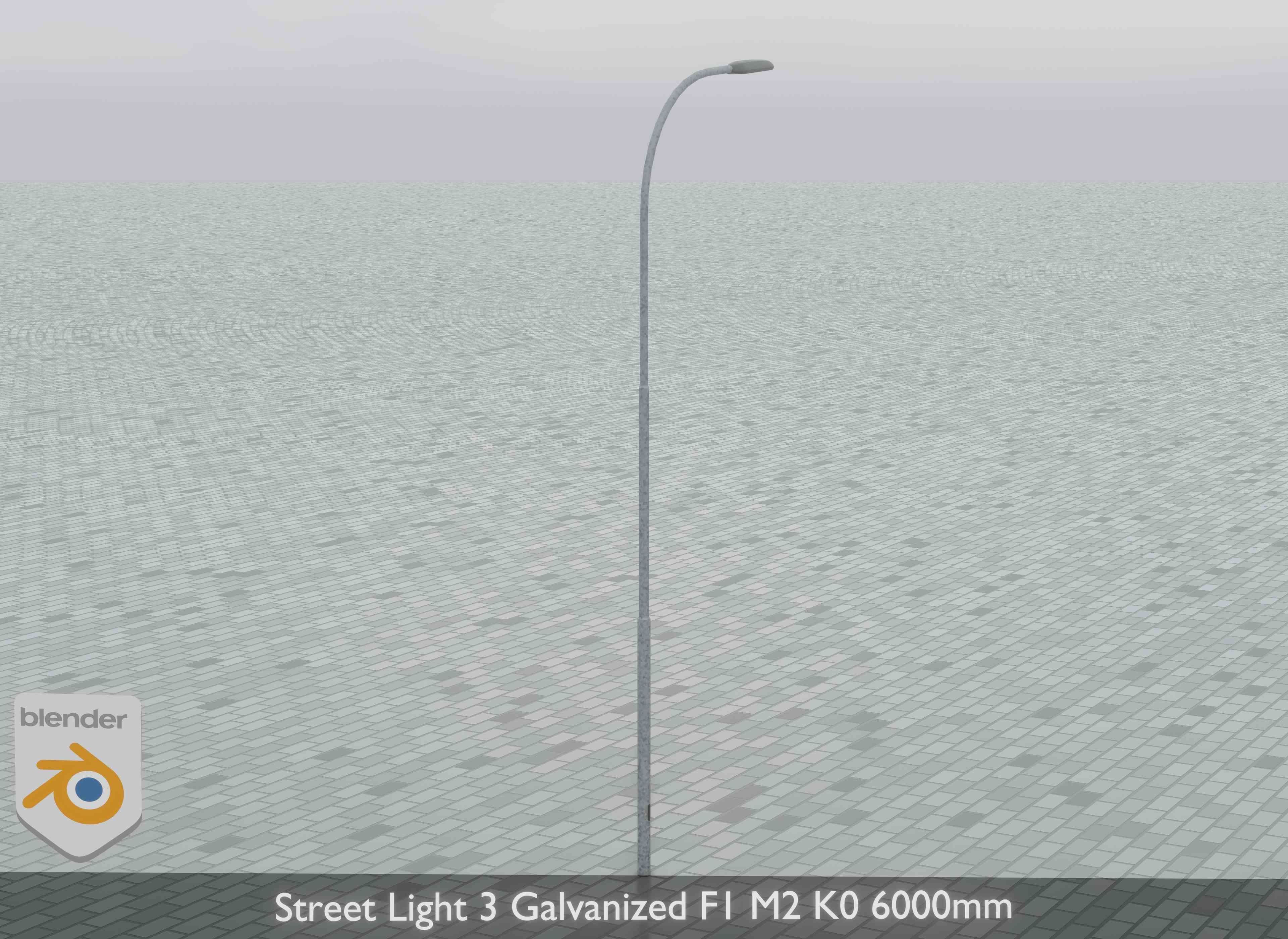 Street Light 3 Galvanized F1 M2 K0 6000mm Low-poly 3D model_35