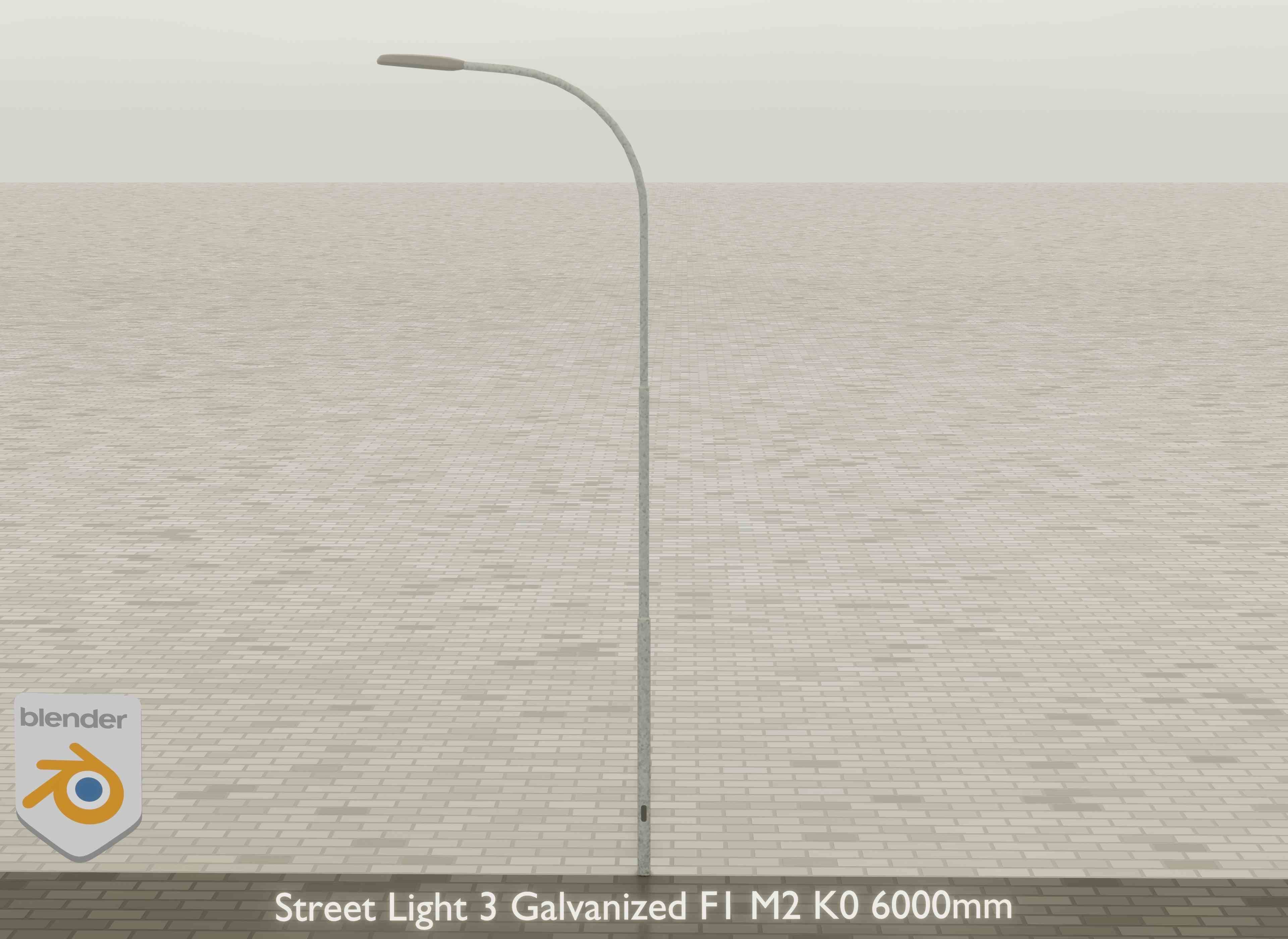 Street Light 3 Galvanized F1 M2 K0 6000mm Low-poly 3D model_11