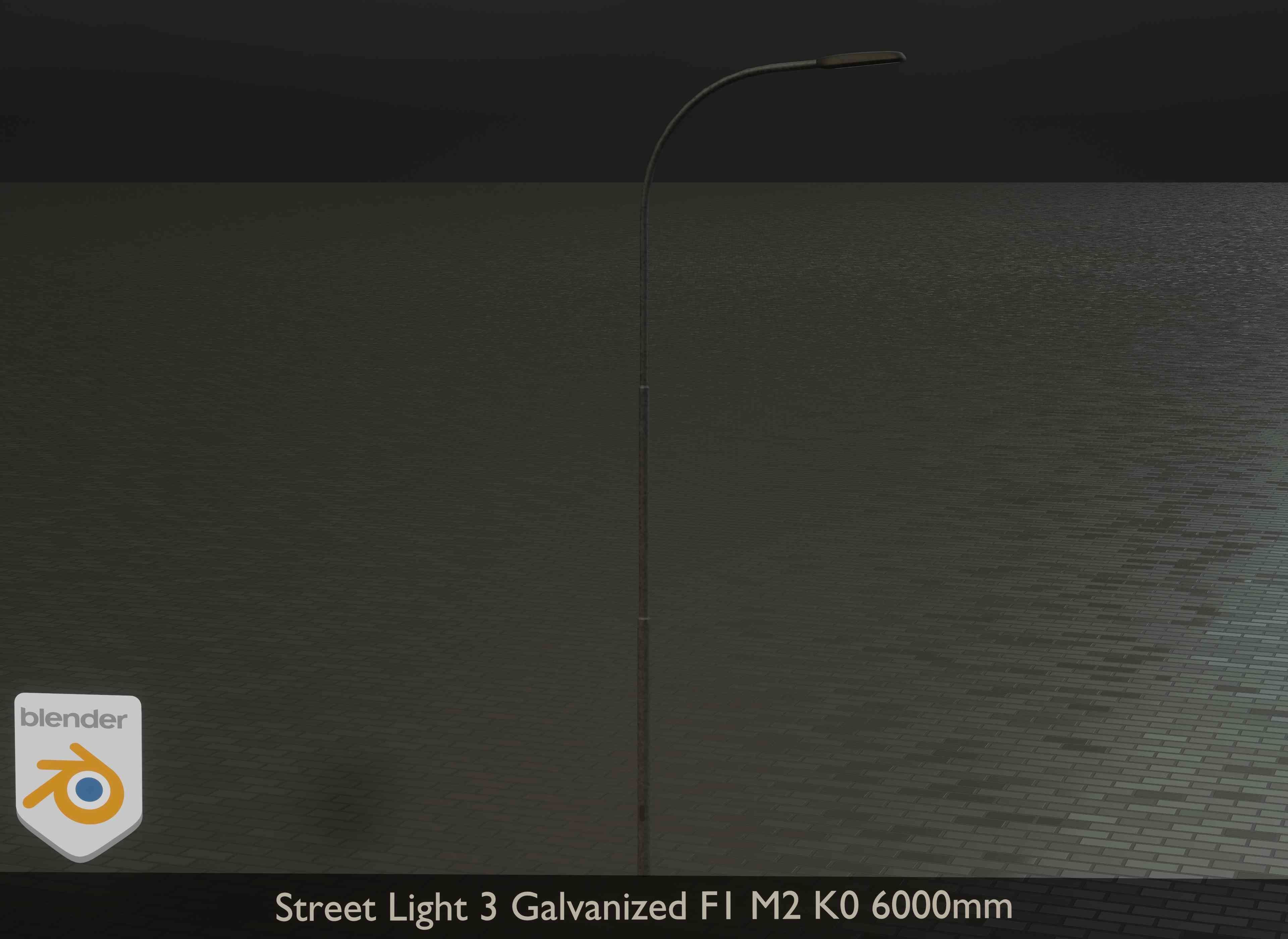 Street Light 3 Galvanized F1 M2 K0 6000mm Low-poly 3D model_3