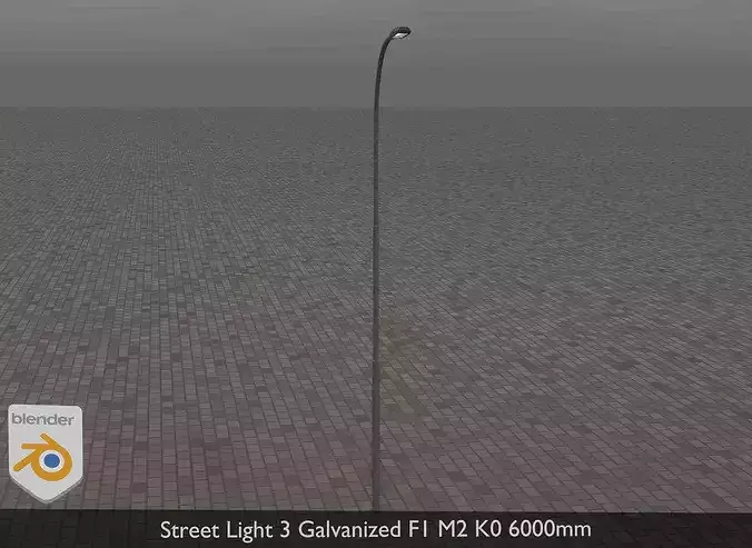 Street Light 3 Galvanized F1 M2 K0 6000mm Low-poly 3D model 7