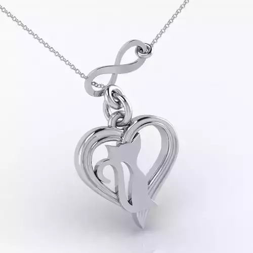 Cat in a heart pendant