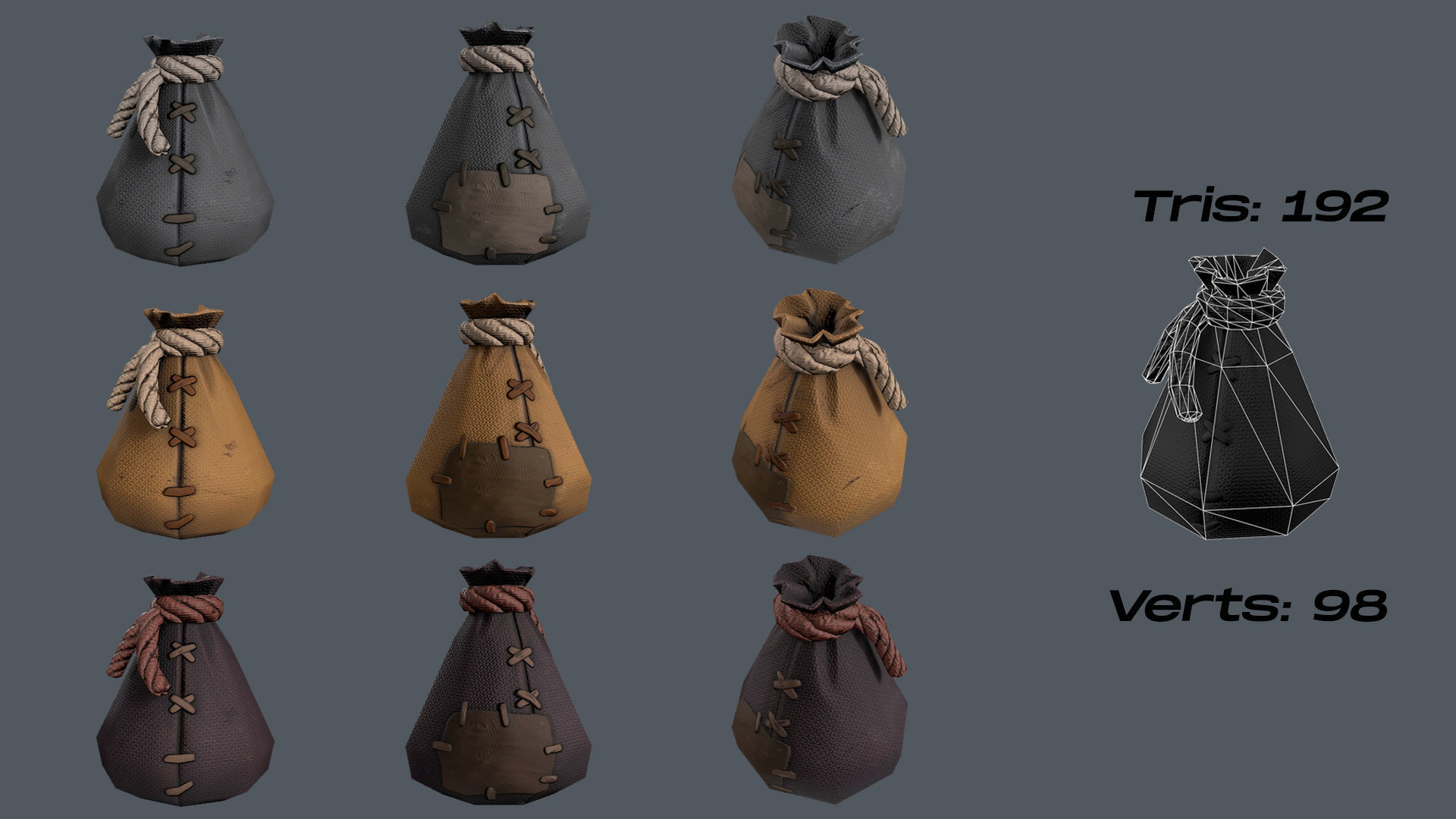 Stylized Sack Low-poly 3D model_12