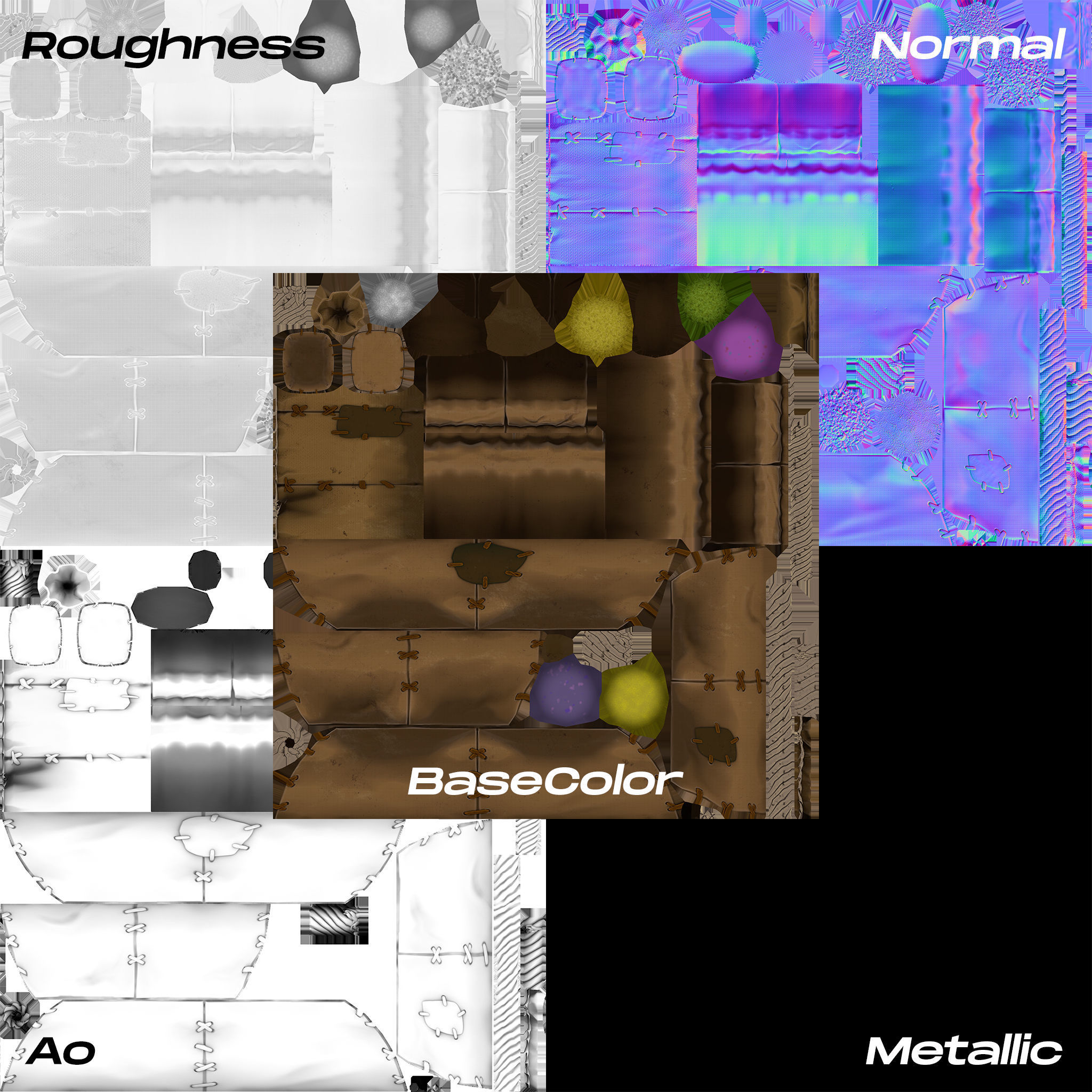 Stylized Sack Low-poly 3D model_16