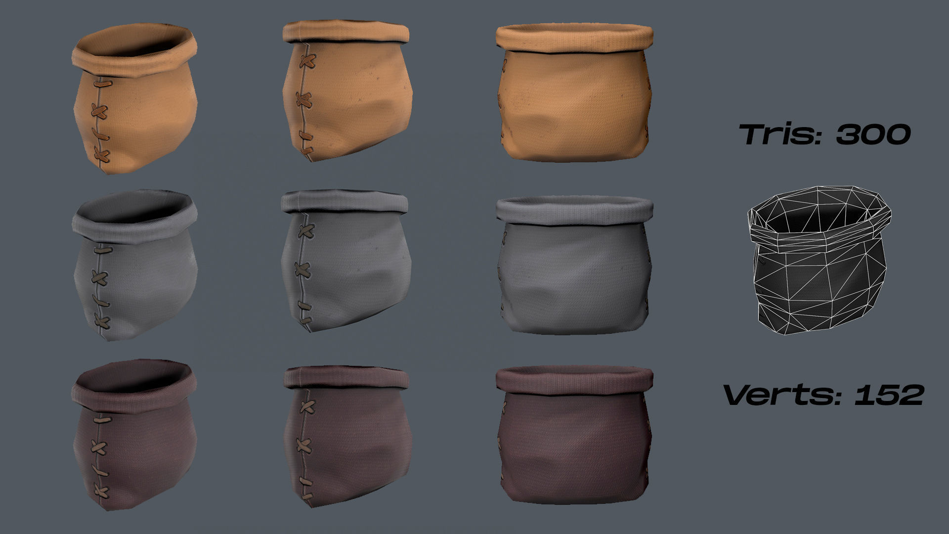 Stylized Sack Low-poly 3D model_4