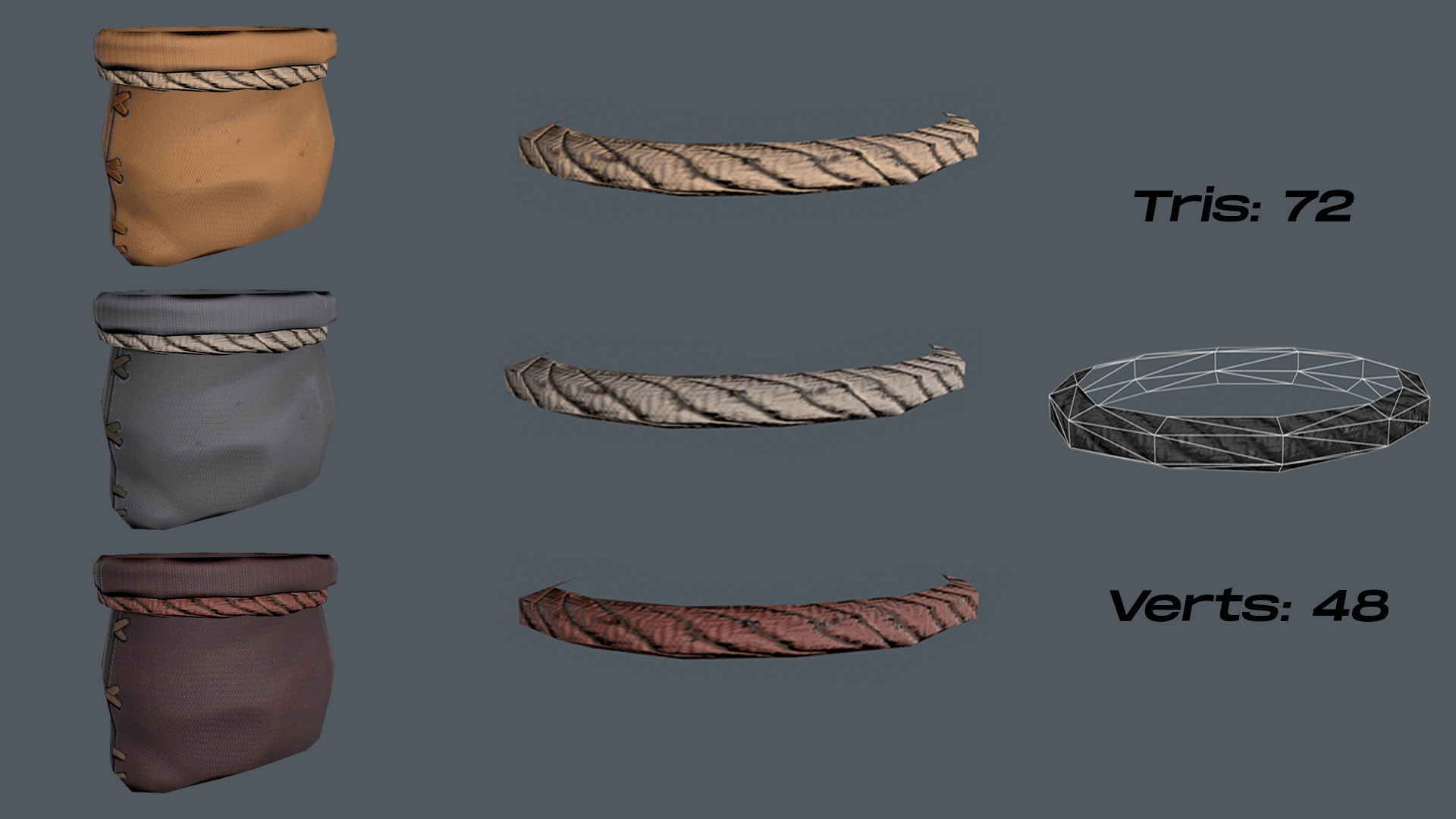 Stylized Sack Low-poly 3D model_7