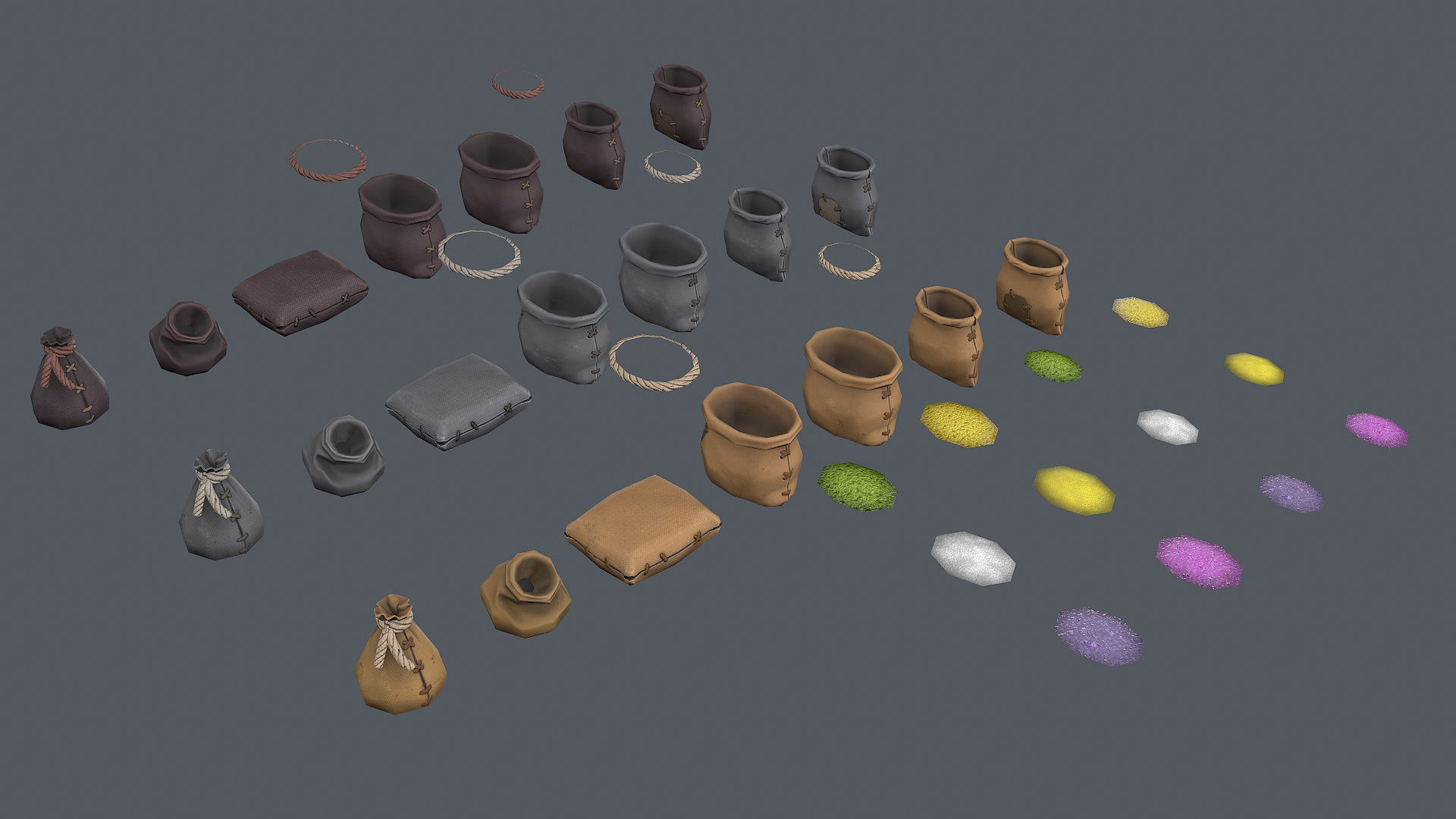 Stylized Sack Low-poly 3D model_2