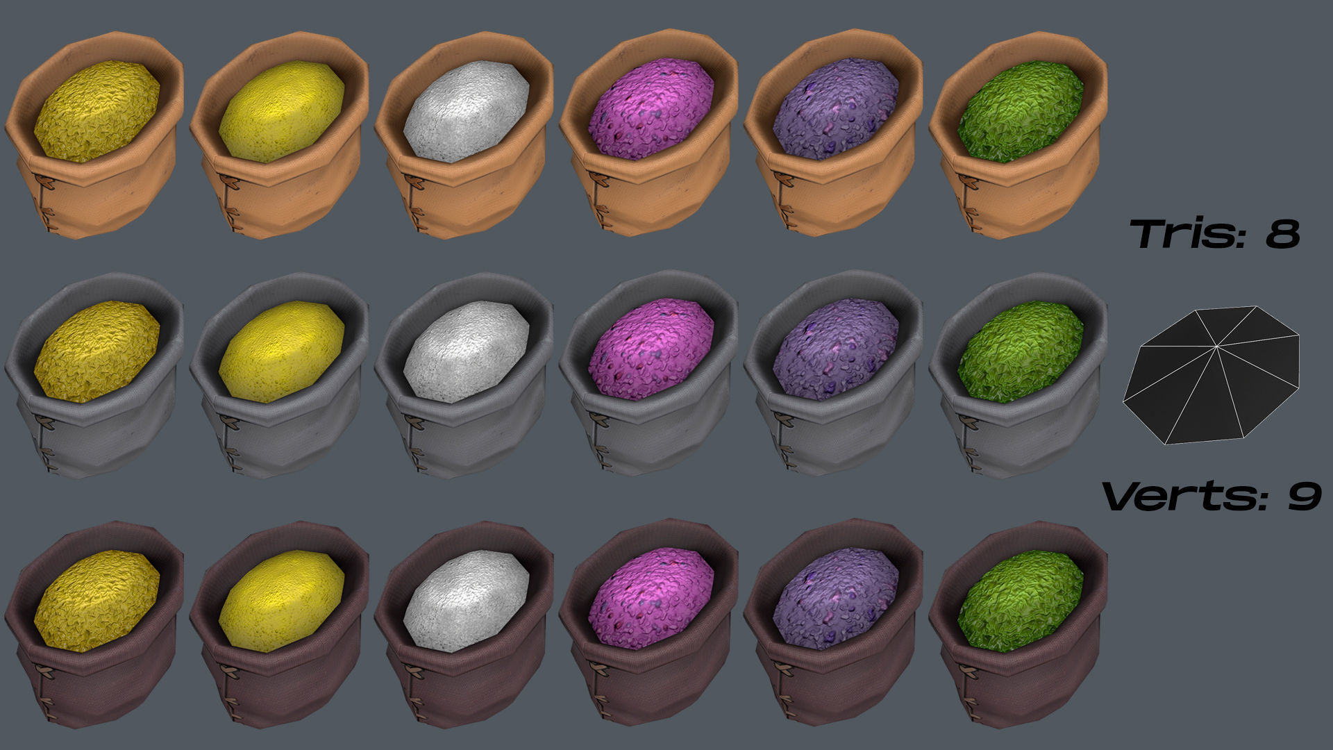 Stylized Sack Low-poly 3D model_9