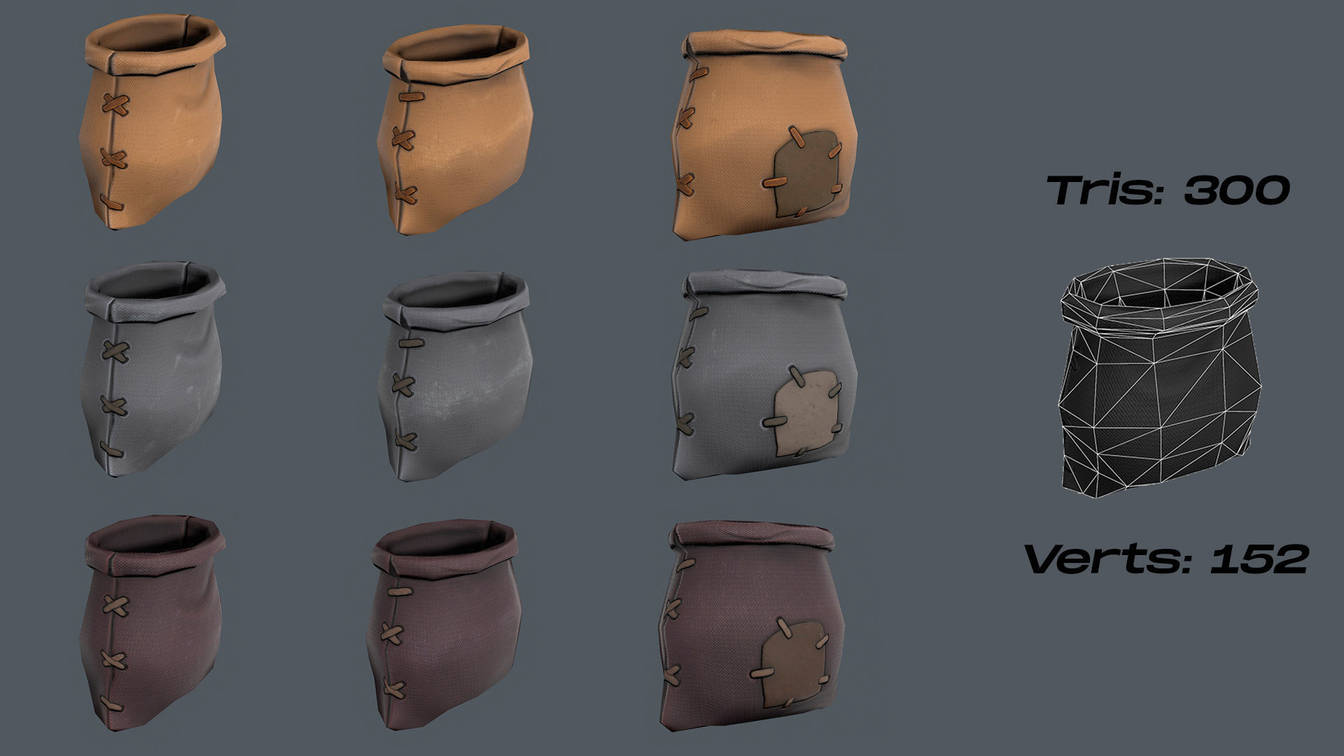 Stylized Sack Low-poly 3D model_6