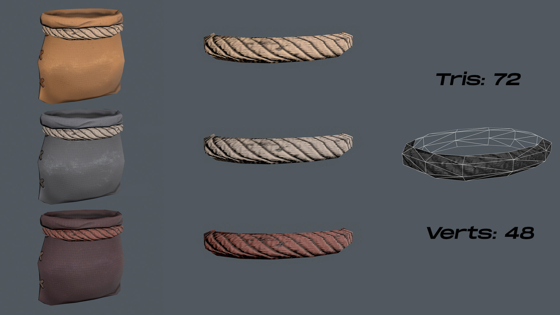 Stylized Sack Low-poly 3D model_8