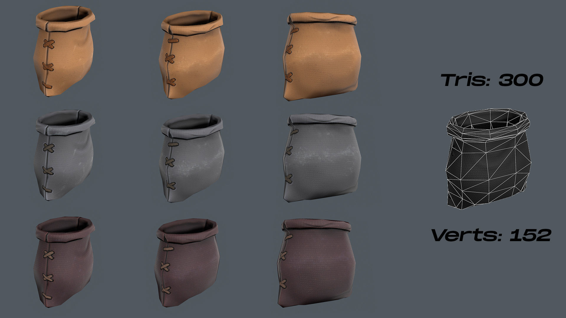 Stylized Sack Low-poly 3D model_5