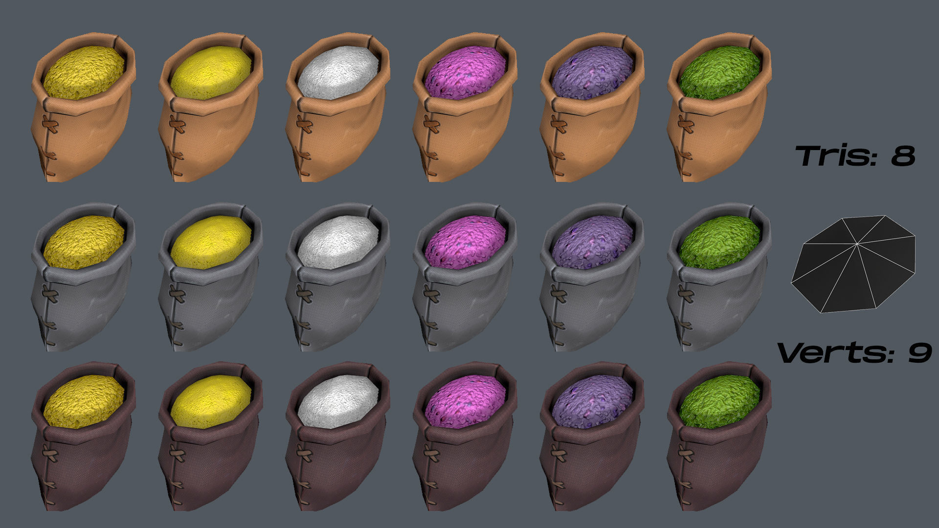 Stylized Sack Low-poly 3D model_10