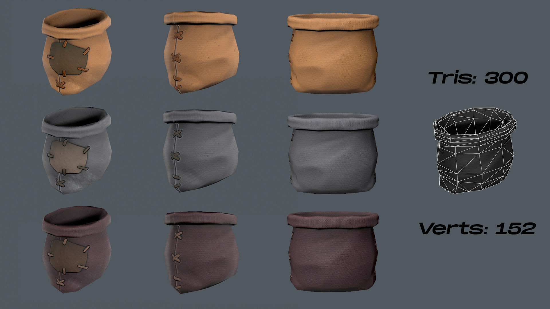 Stylized Sack Low-poly 3D model_3