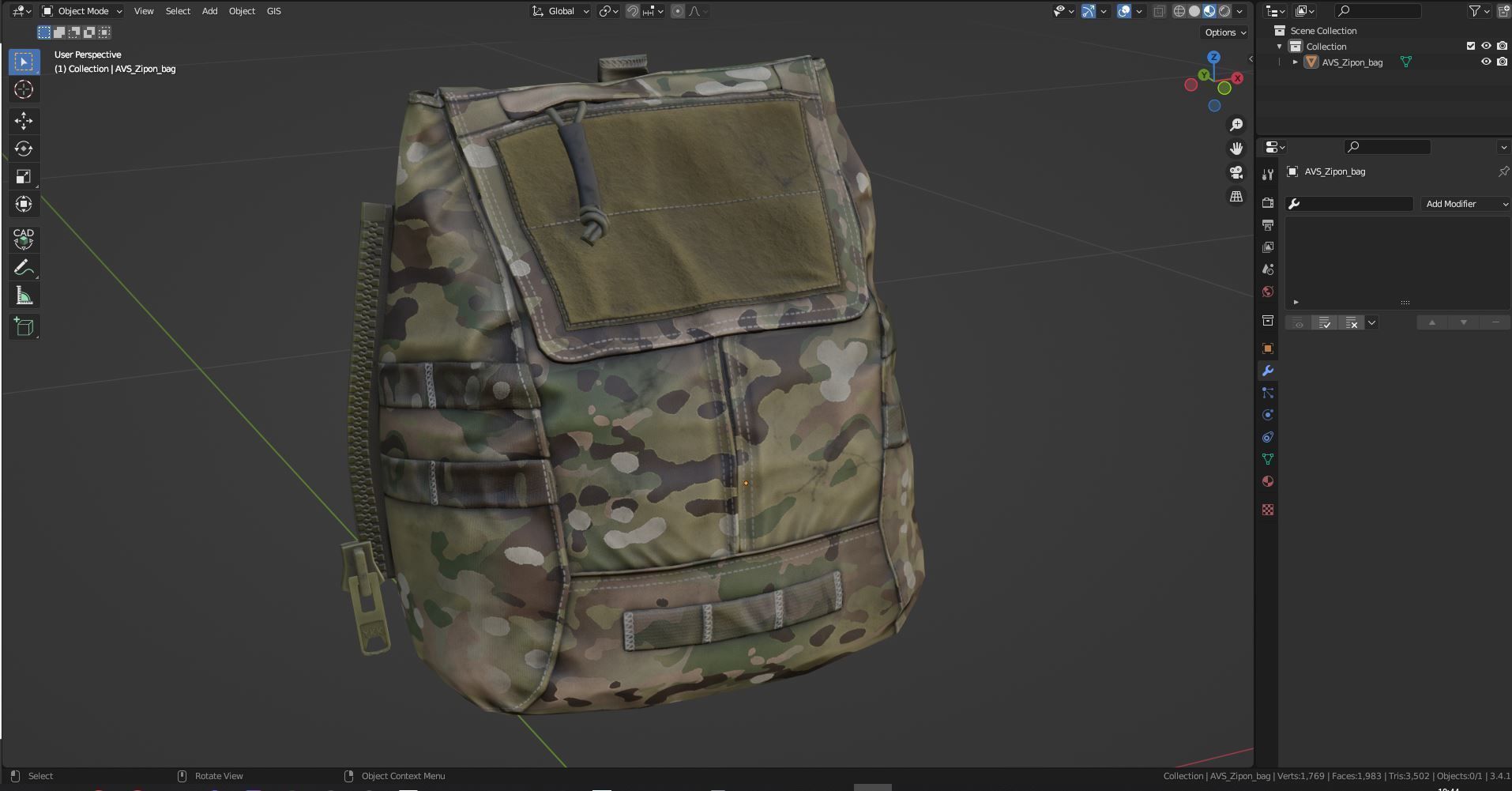 AVS ZIP-ON BACKPACK Low-poly 3D model_7
