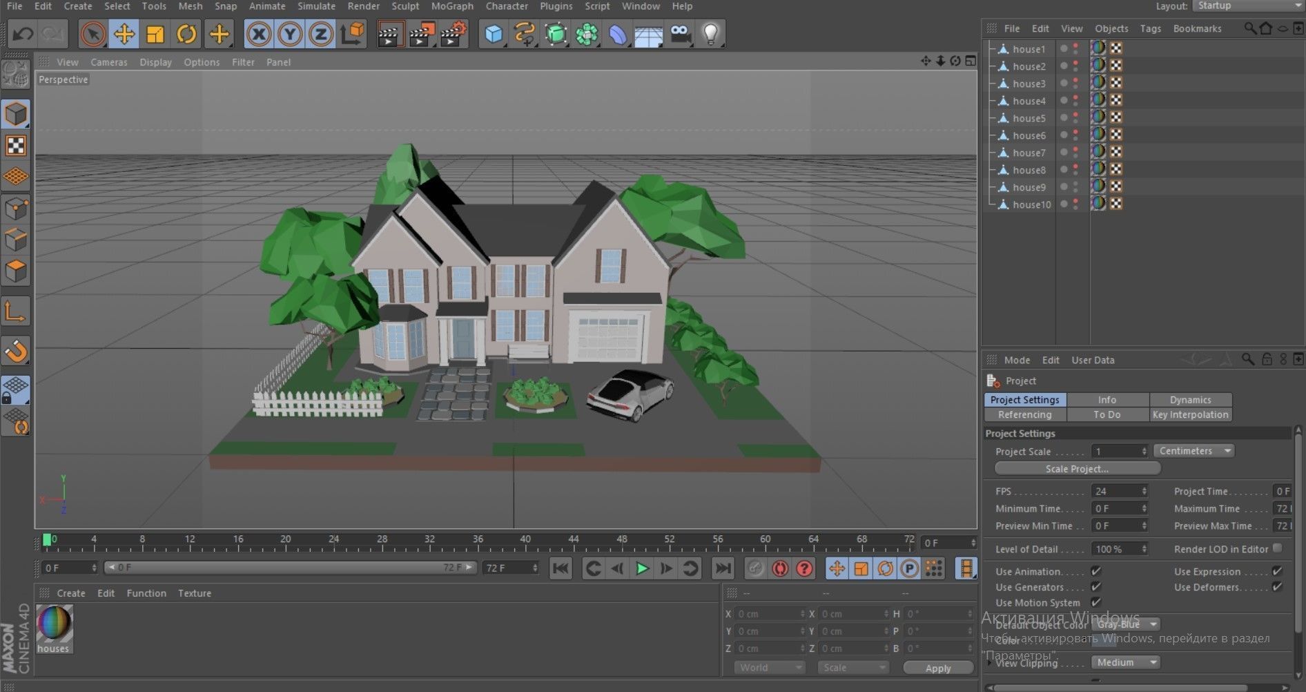 Cartoon private  houses Low-poly 3D model_16