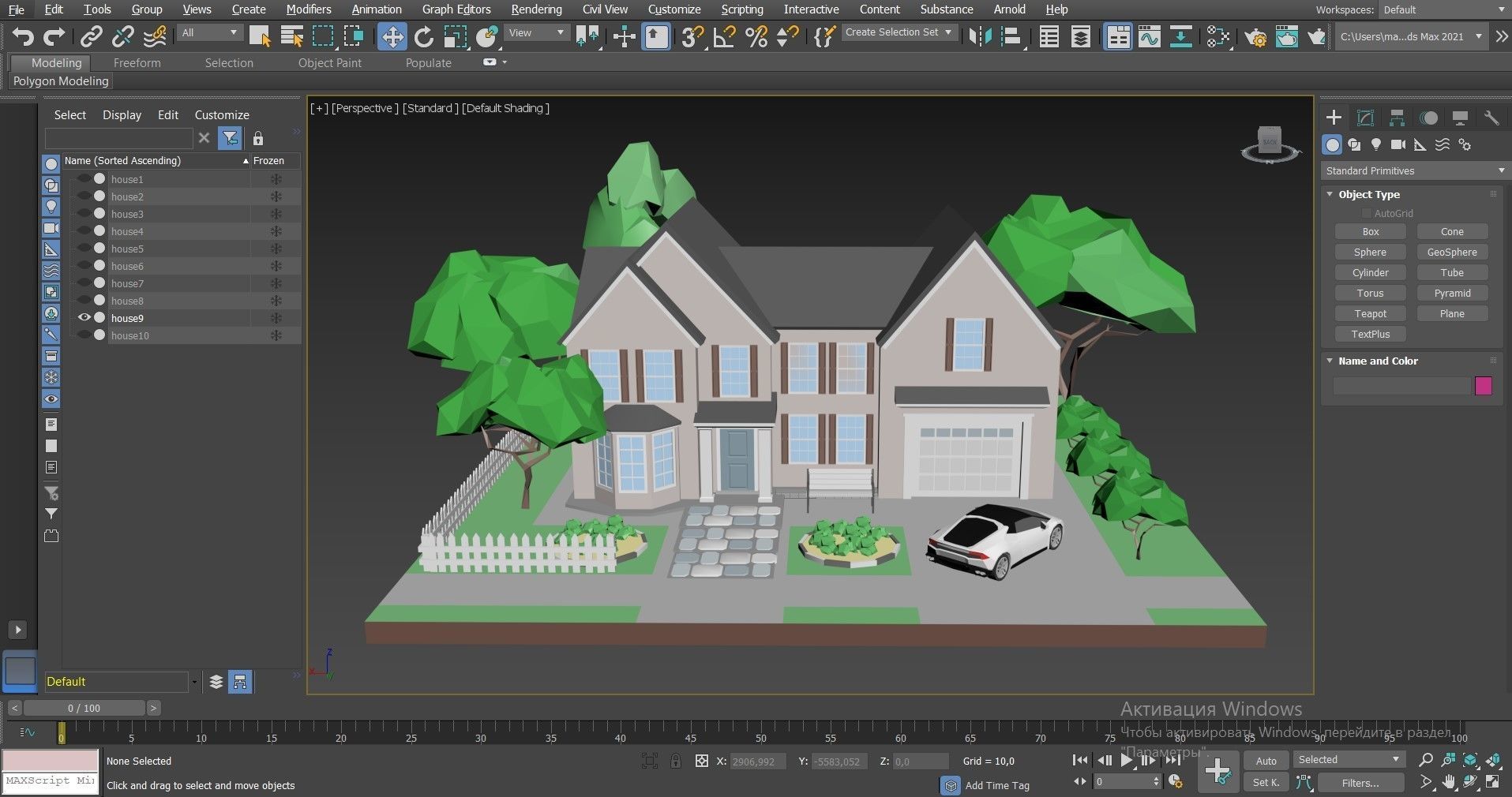 Cartoon private  houses Low-poly 3D model_17
