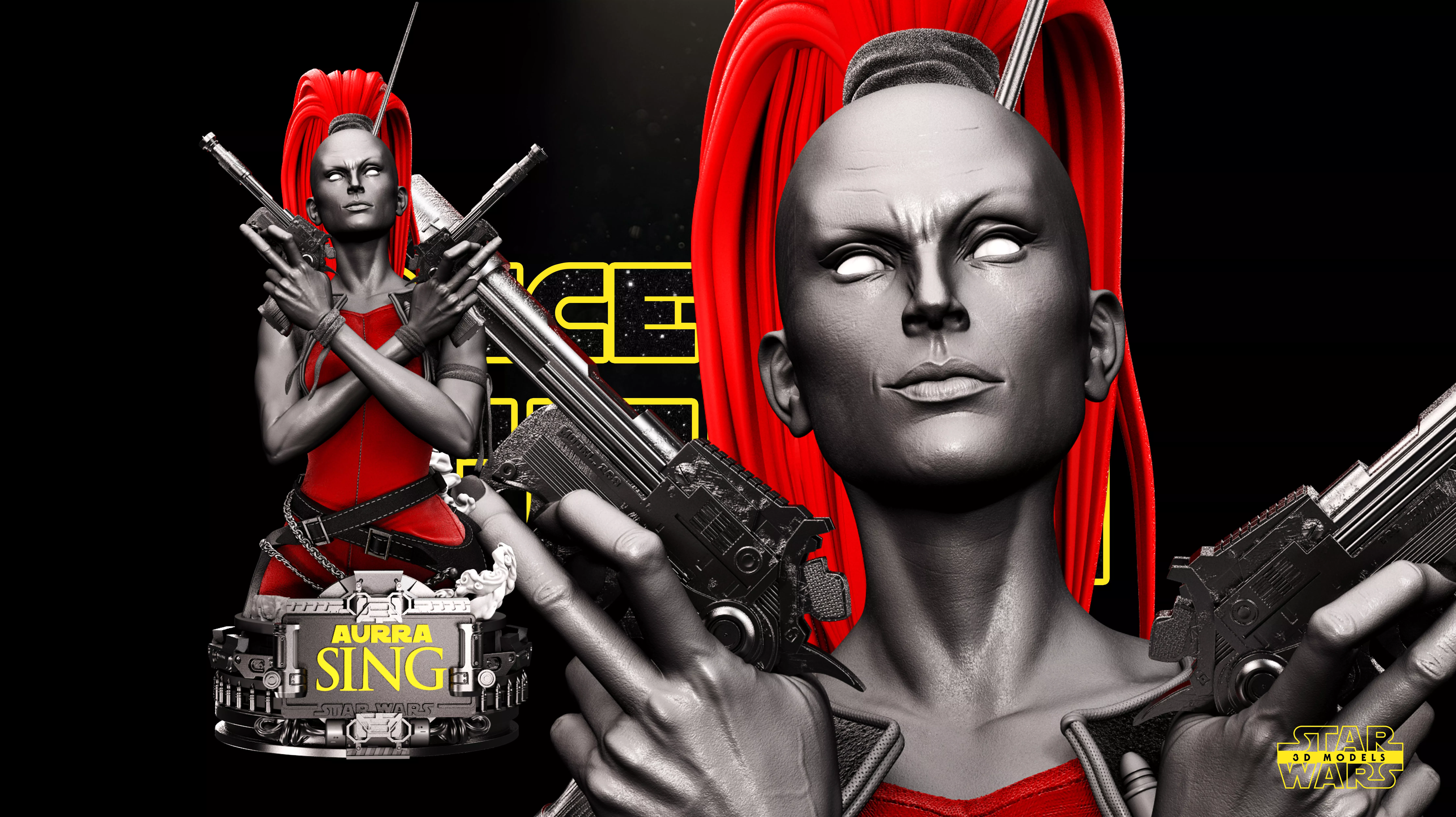 Aurra Sing Bust Star Wars 3D Models Ready for 3D printing 3D print model