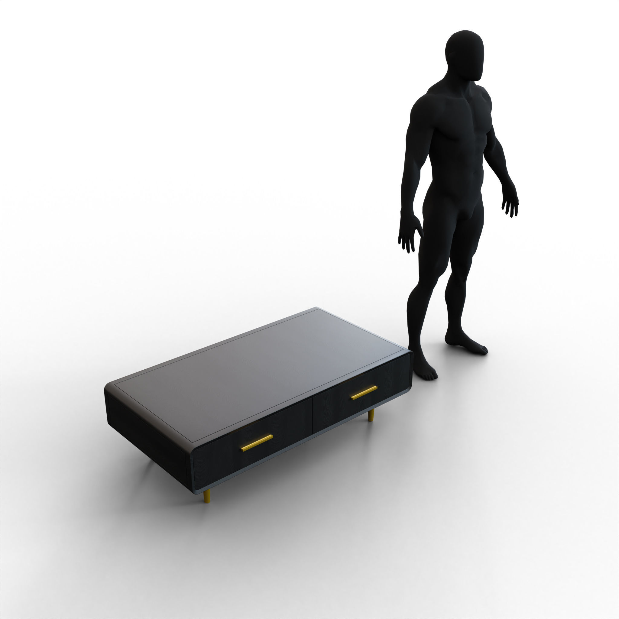 Modern Black Coffee Table Low-poly 3D model_5