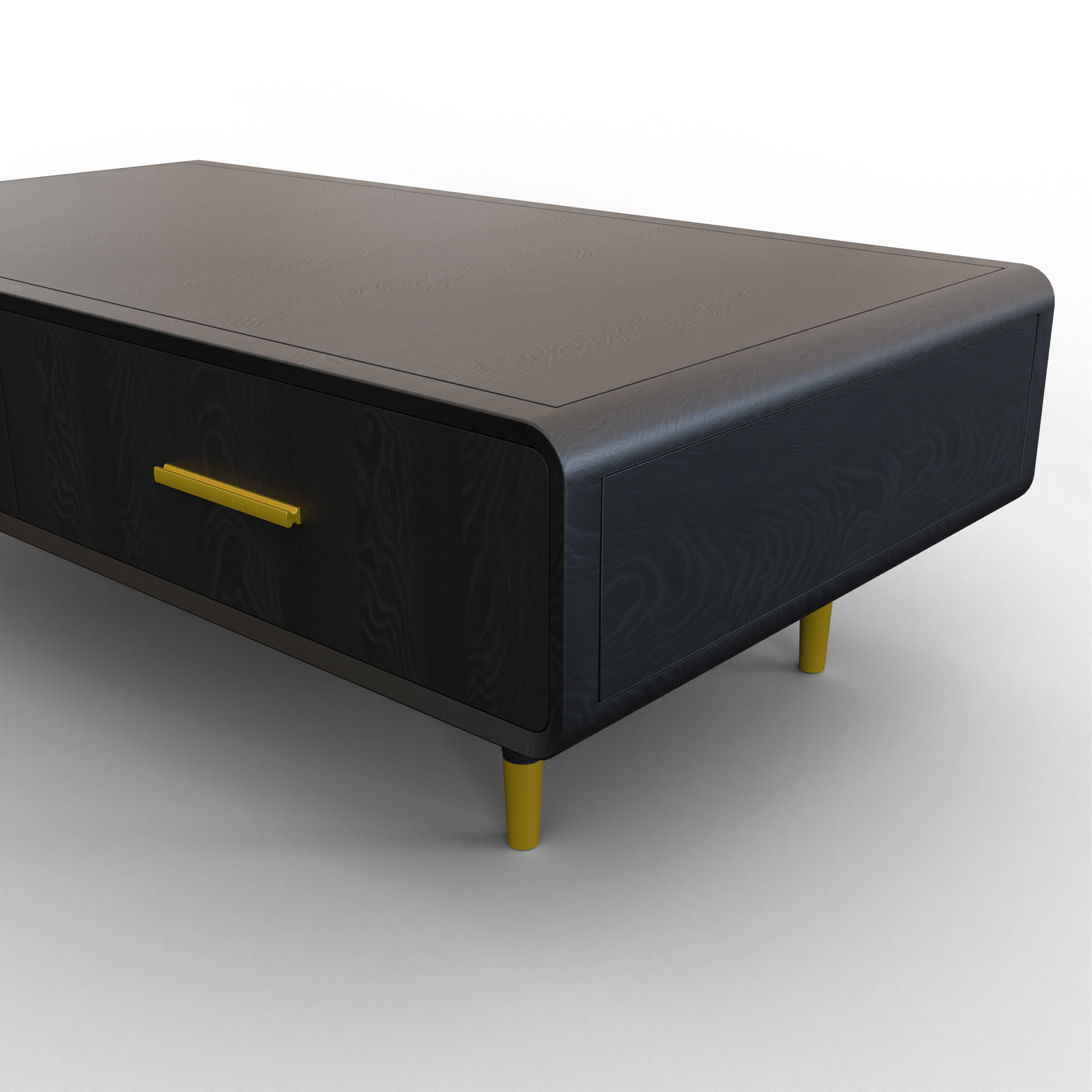 Modern Black Coffee Table Low-poly 3D model_2