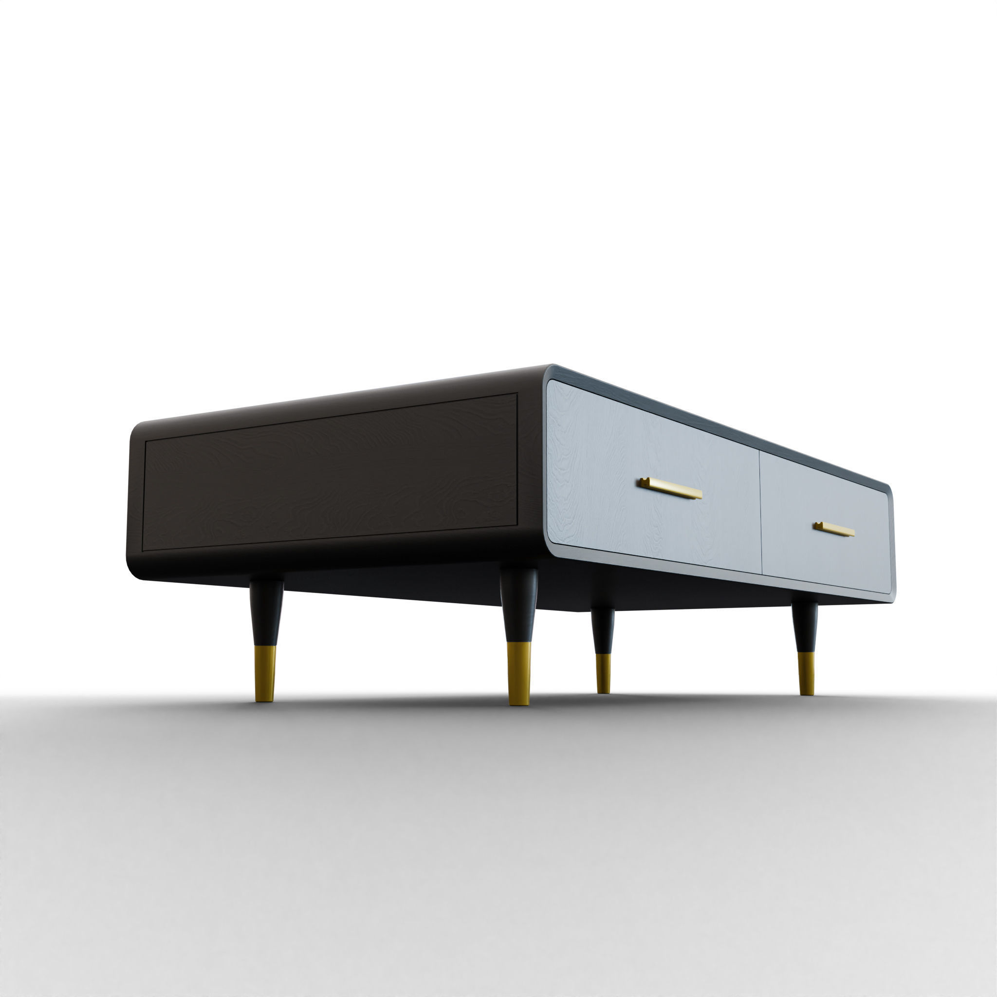 Modern Black Coffee Table Low-poly 3D model_4