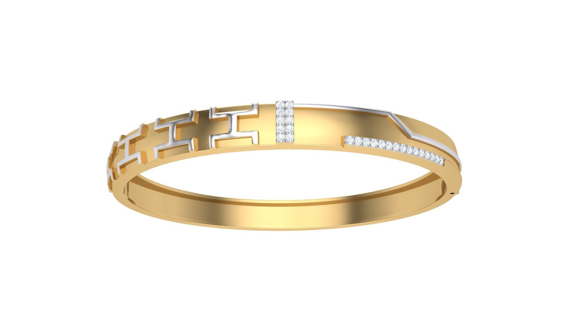 Bracelet - 9 gold bangle with diamonds 3D print model_2
