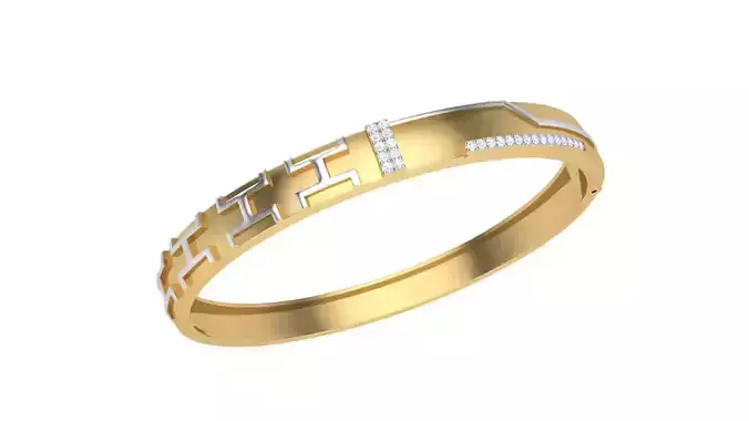 Bracelet - 9 gold bangle with diamonds