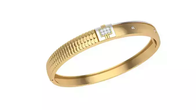 Bracelet - 8 gold bangle with diamonds