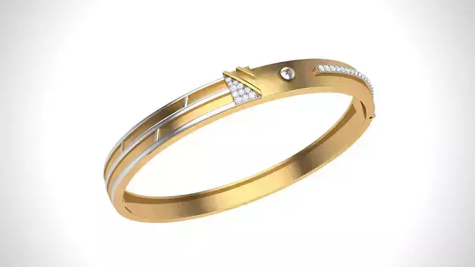 Bracelet - 7 gold bangle with diamonds