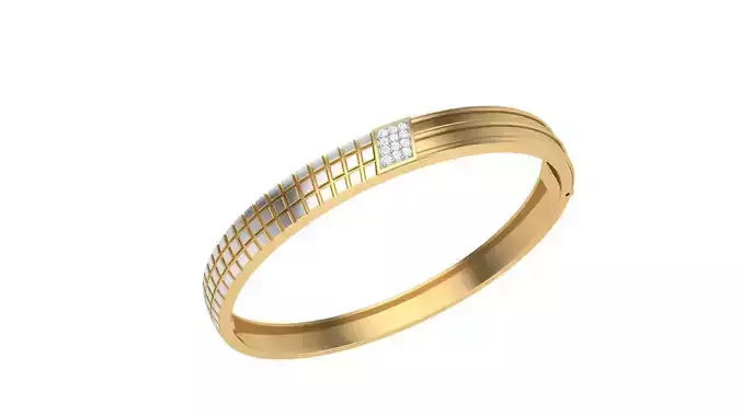 Bracelet - 2 gold bangle with diamonds 3D print model