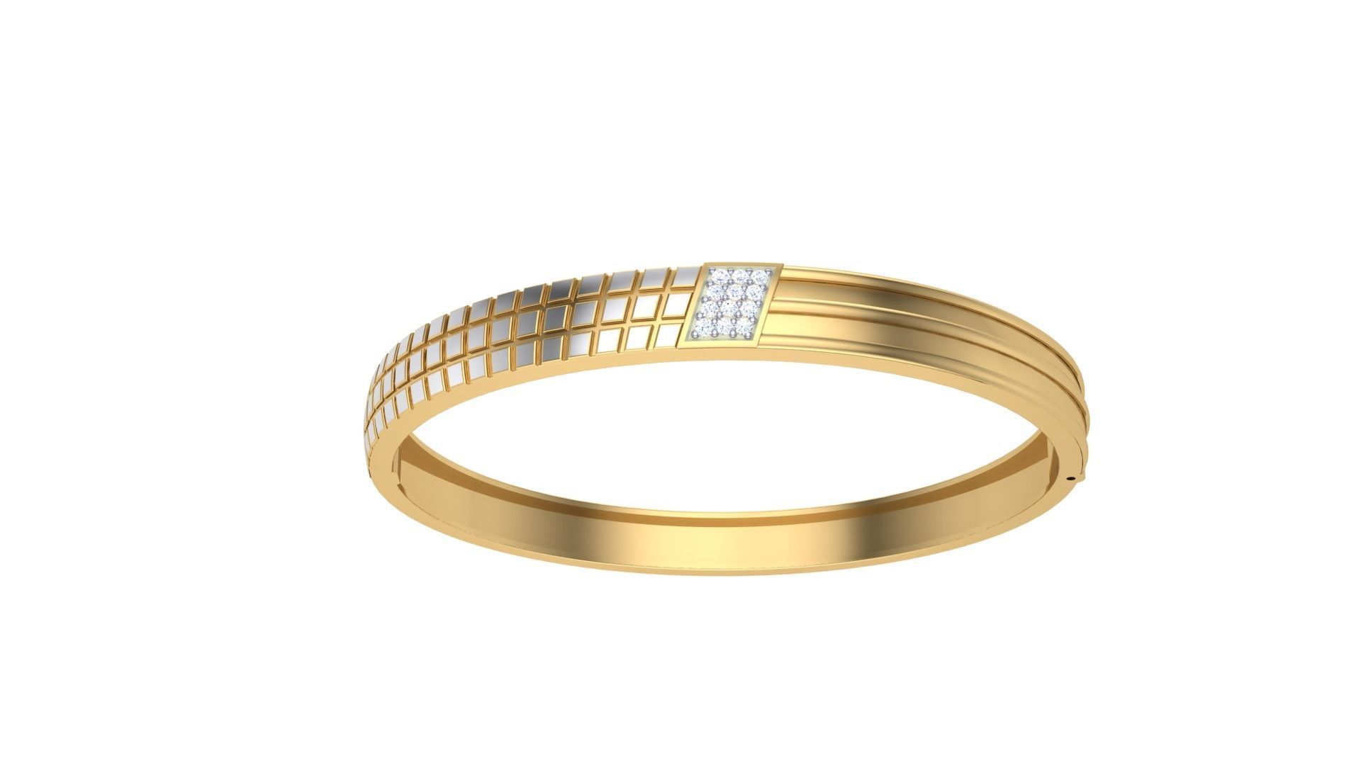 Bracelet - 2 gold bangle with diamonds 3D print model_2
