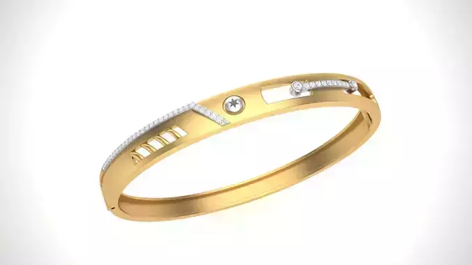 Bracelet - 8 gold bangle with diamonds
