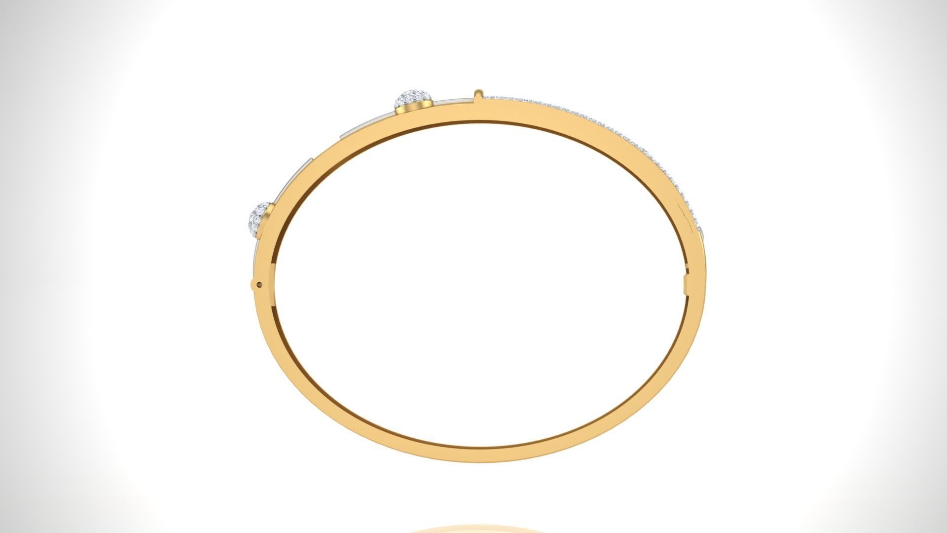 Bracelet - 7 gold bangle with diamonds 3D print model_3