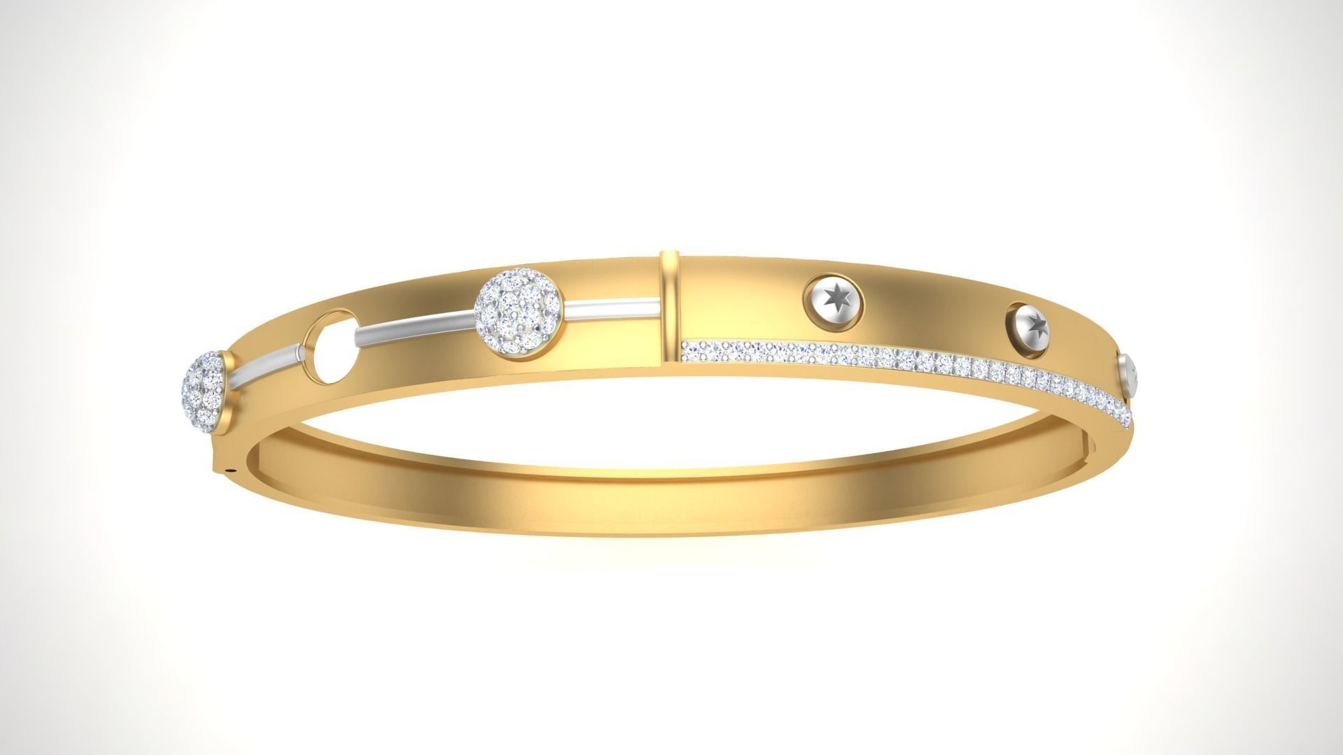Bracelet - 7 gold bangle with diamonds 3D print model_2