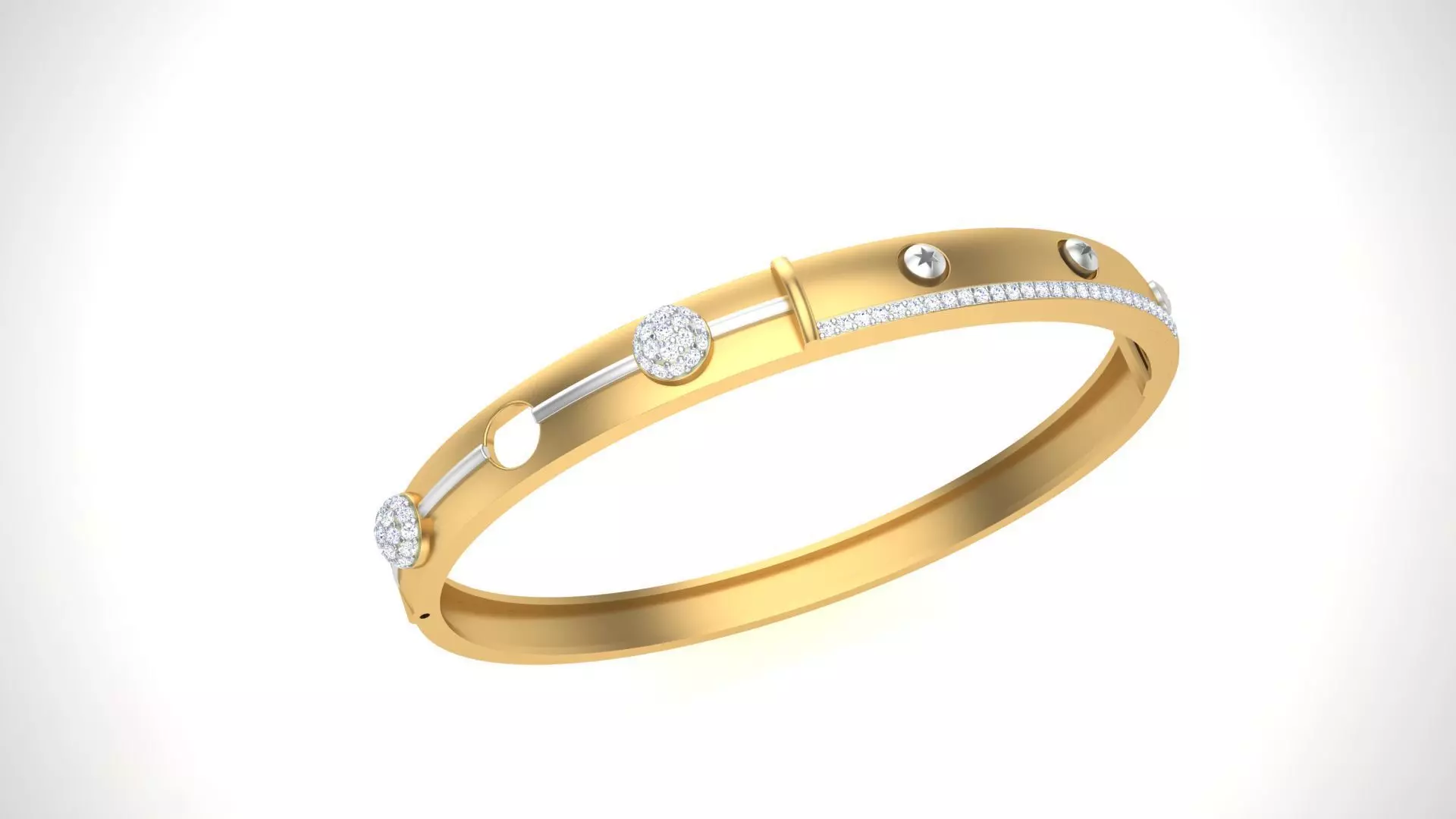 Bracelet - 7 gold bangle with diamonds 3D print model_0