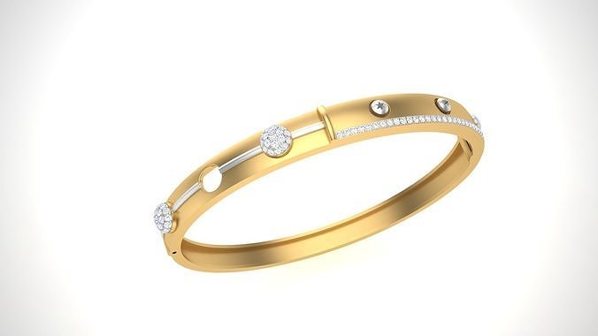 Bracelet - 7 gold bangle with diamonds 3D print model