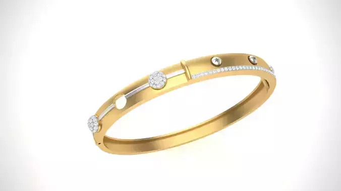 Bracelet - 7 gold bangle with diamonds