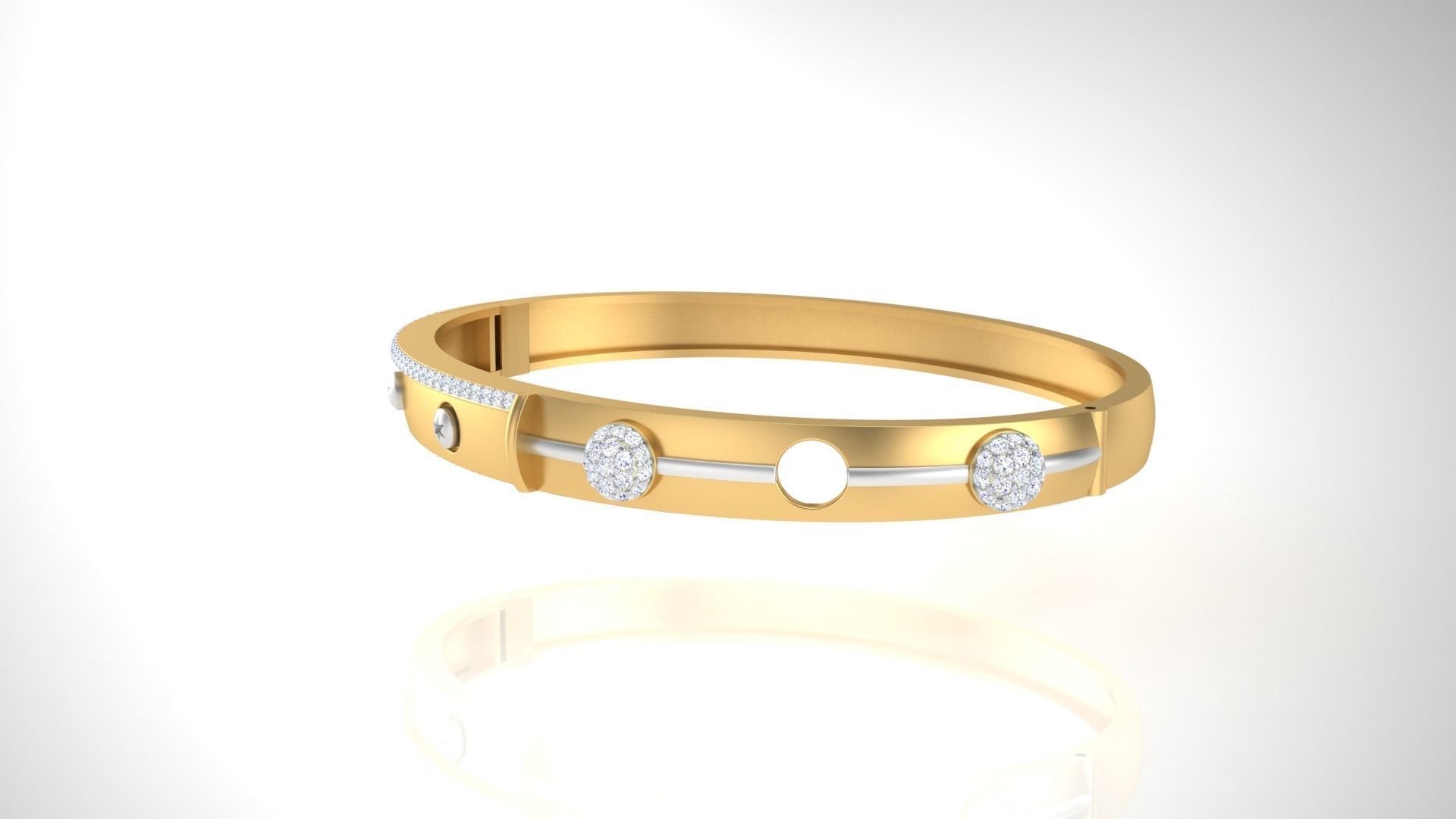 Bracelet - 7 gold bangle with diamonds 3D print model_4