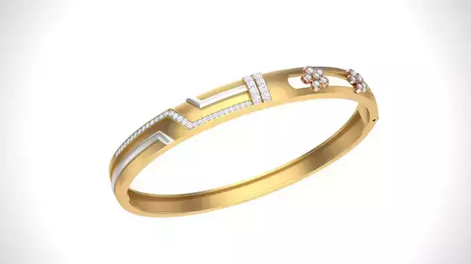 Bracelet - 6 gold bangle with diamonds