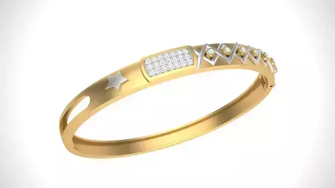 Bracelet - 5 gold bangle with diamonds