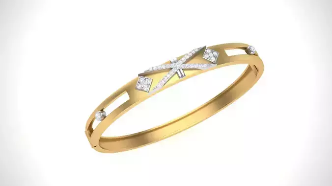 Bracelet - 4 gold bangle with diamonds
