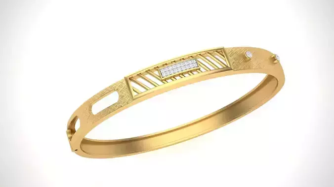 Bracelet - 3 gold bangle with diamonds