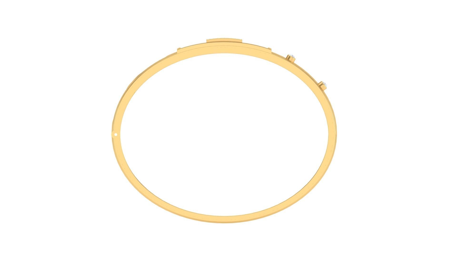 Bracelet - 3 gold bangle with diamonds 3D print model_3
