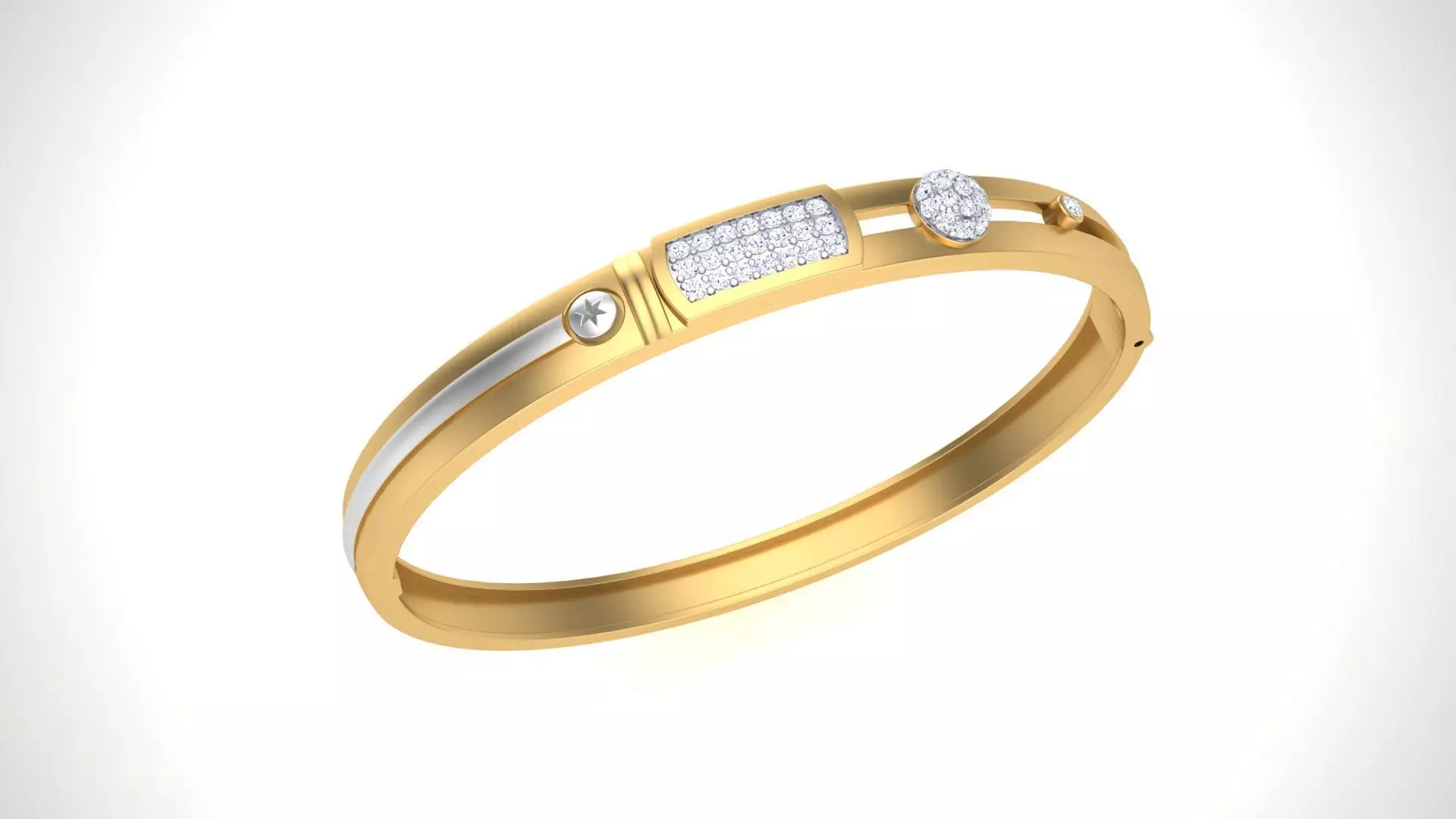 Bracelet - 1 gold bangle with diamonds 3D print model_0