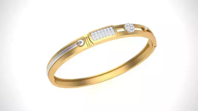 Bracelet - 1 gold bangle with diamonds 3D print model