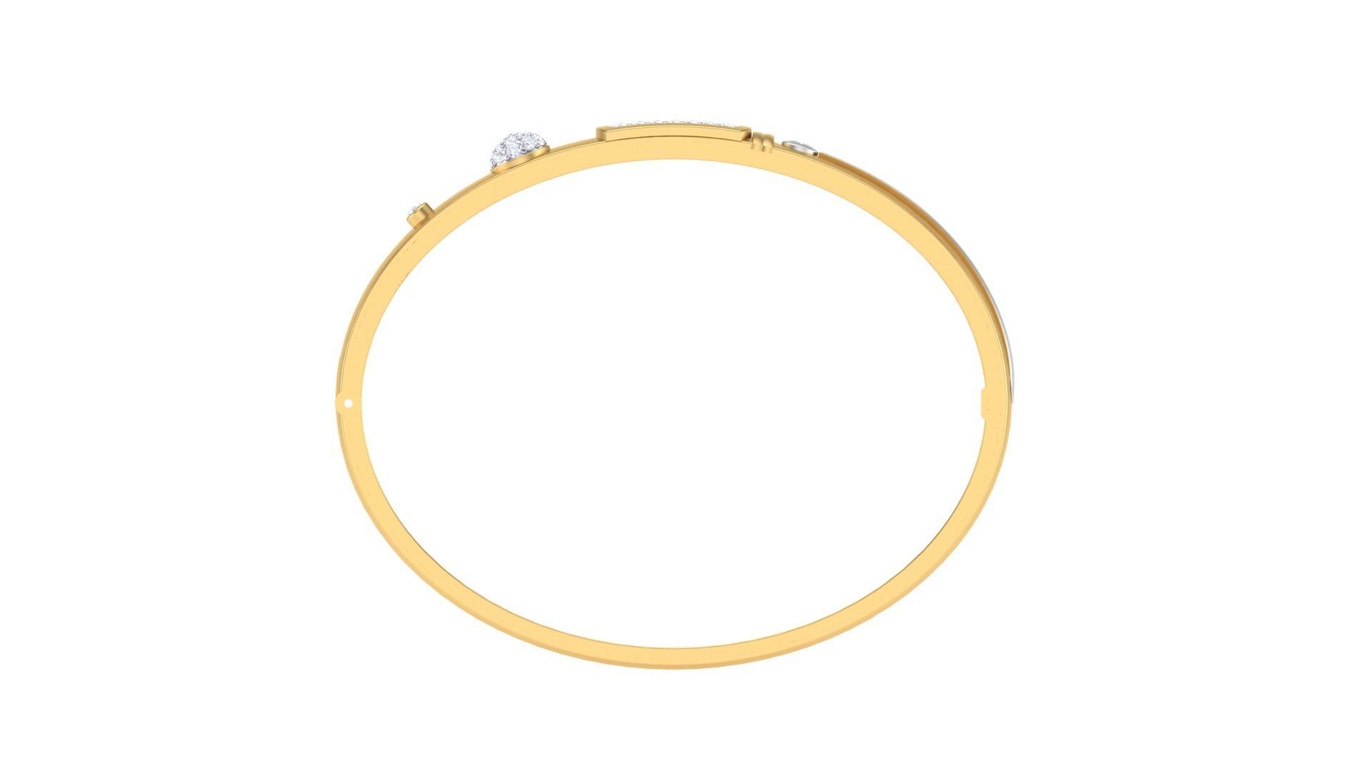 Bracelet - 1 gold bangle with diamonds 3D print model_3