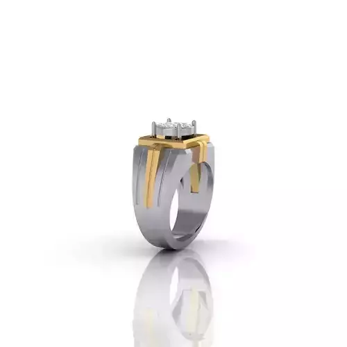 Diamond man ring white and yellow 3D print model