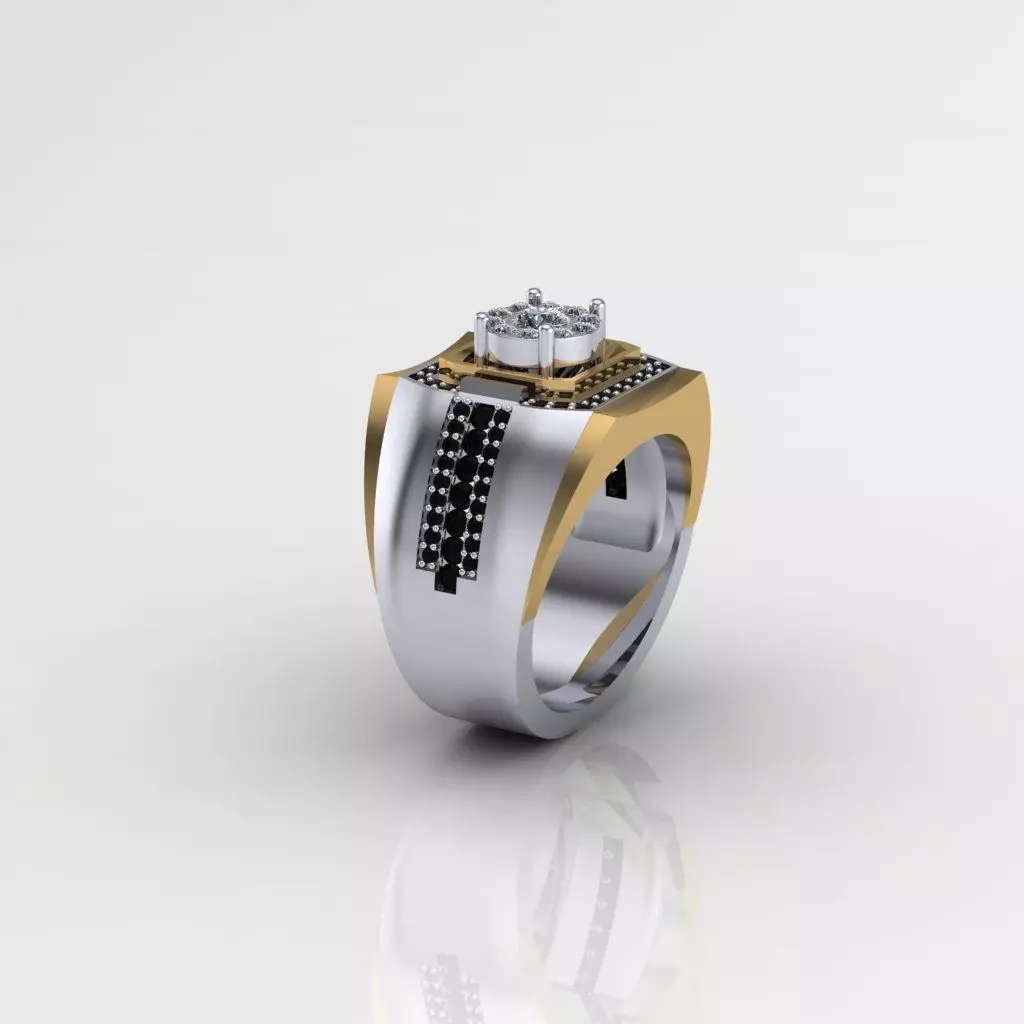 Diamond man ring white and yellow 3D print model 3D print model_0