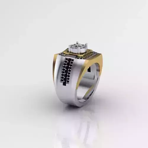 Diamond man ring white and yellow 3D print model