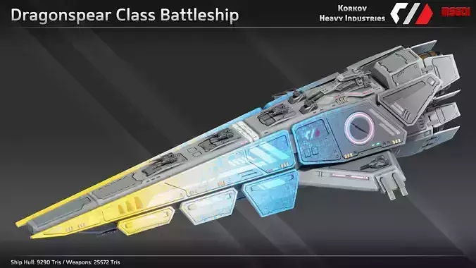 Spaceship Dragonspear Class Battleship Low-poly 3D model