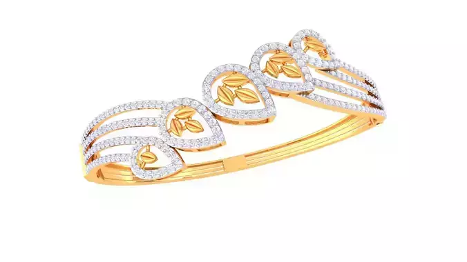 Bracelet - 9 gold and diamond bangle